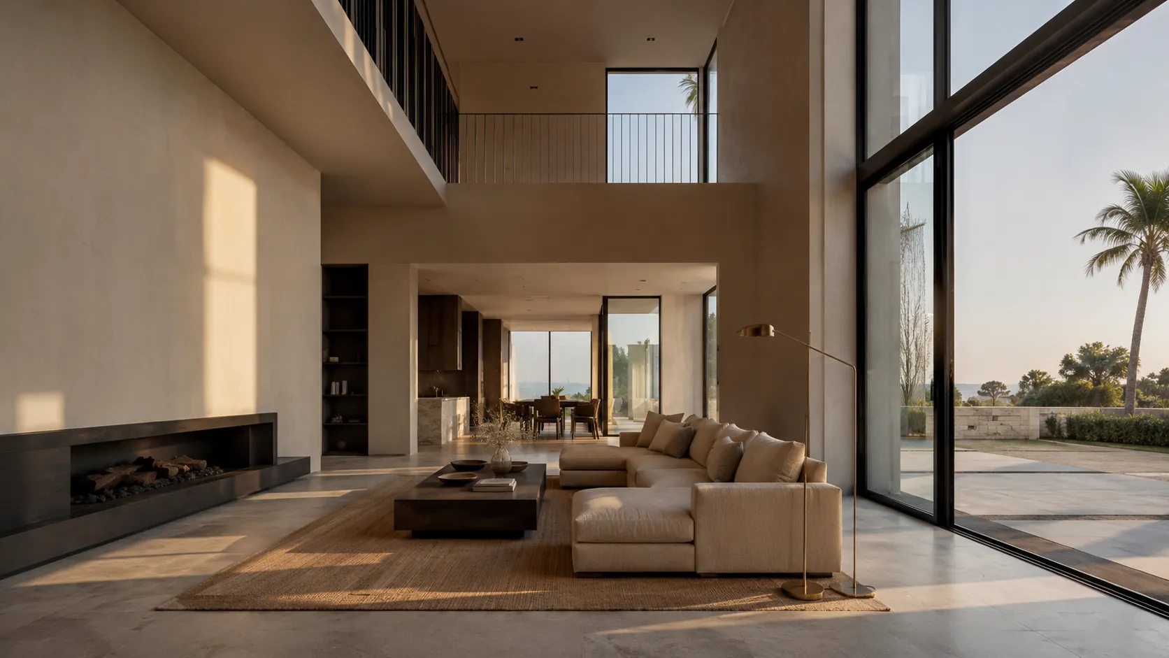 Render interior de doble altura en Karibana